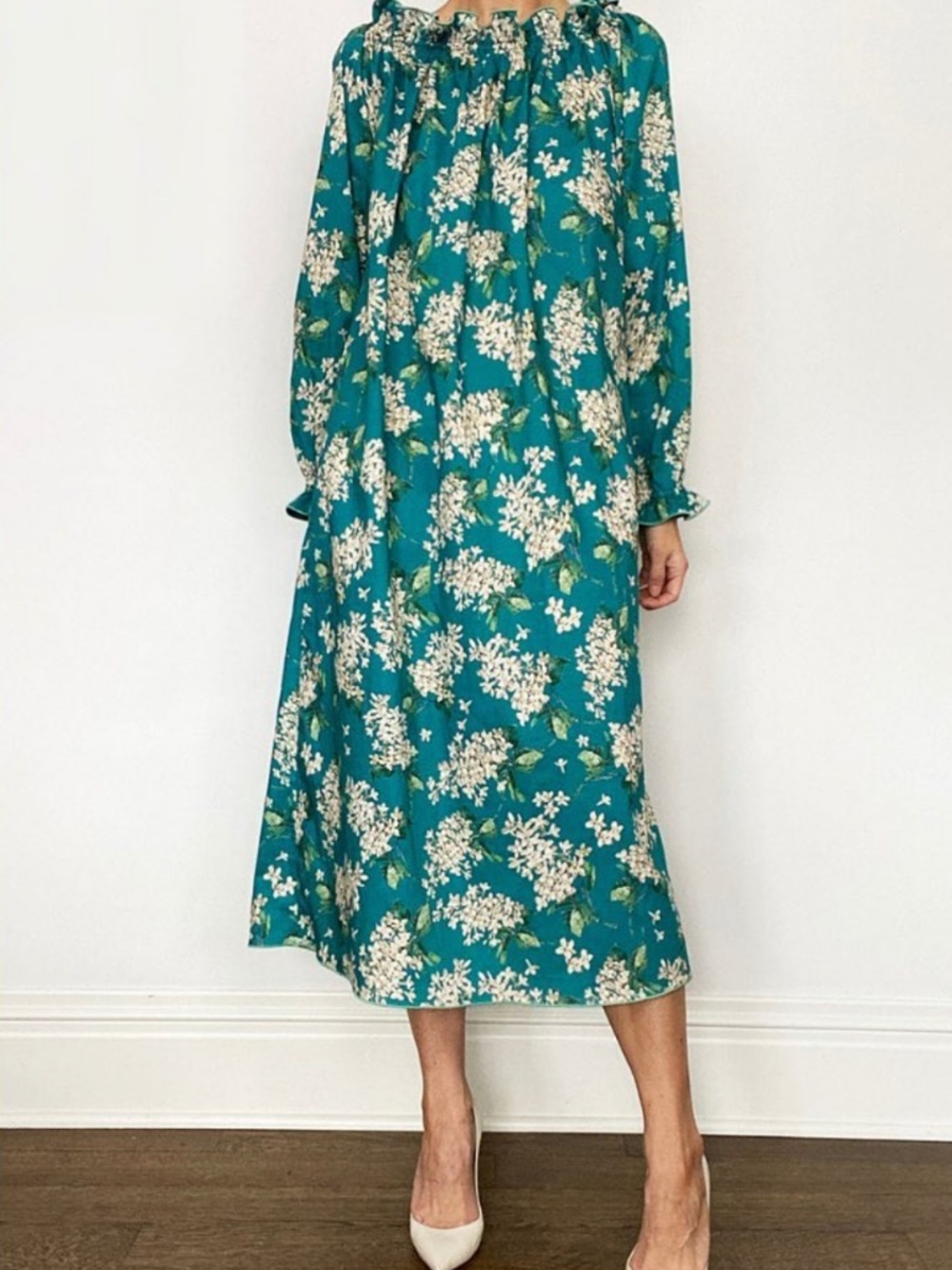 CASEY MARKS 100% Cotton Grace Dress Floral Print Size Large EUC